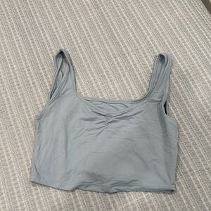 Alphalete Grey Fitted Ruched Cropped Tank Top